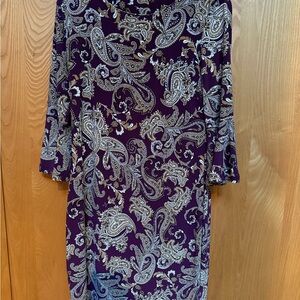 Tommy Hilfiger Purple Paisley Long Sleeve Dress